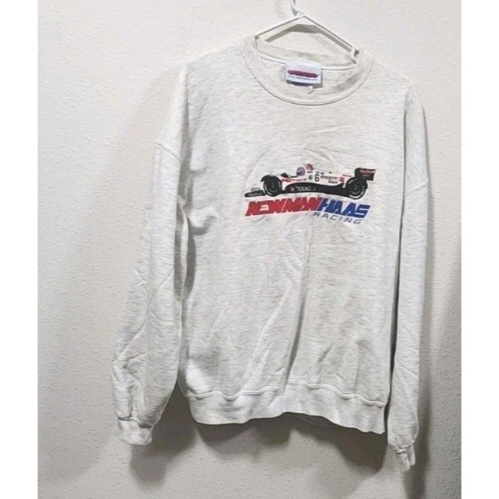 Vtg 90s Newman HAAS  Racing Made In USA Longsleeve Crewneck Sweater Athletic XL